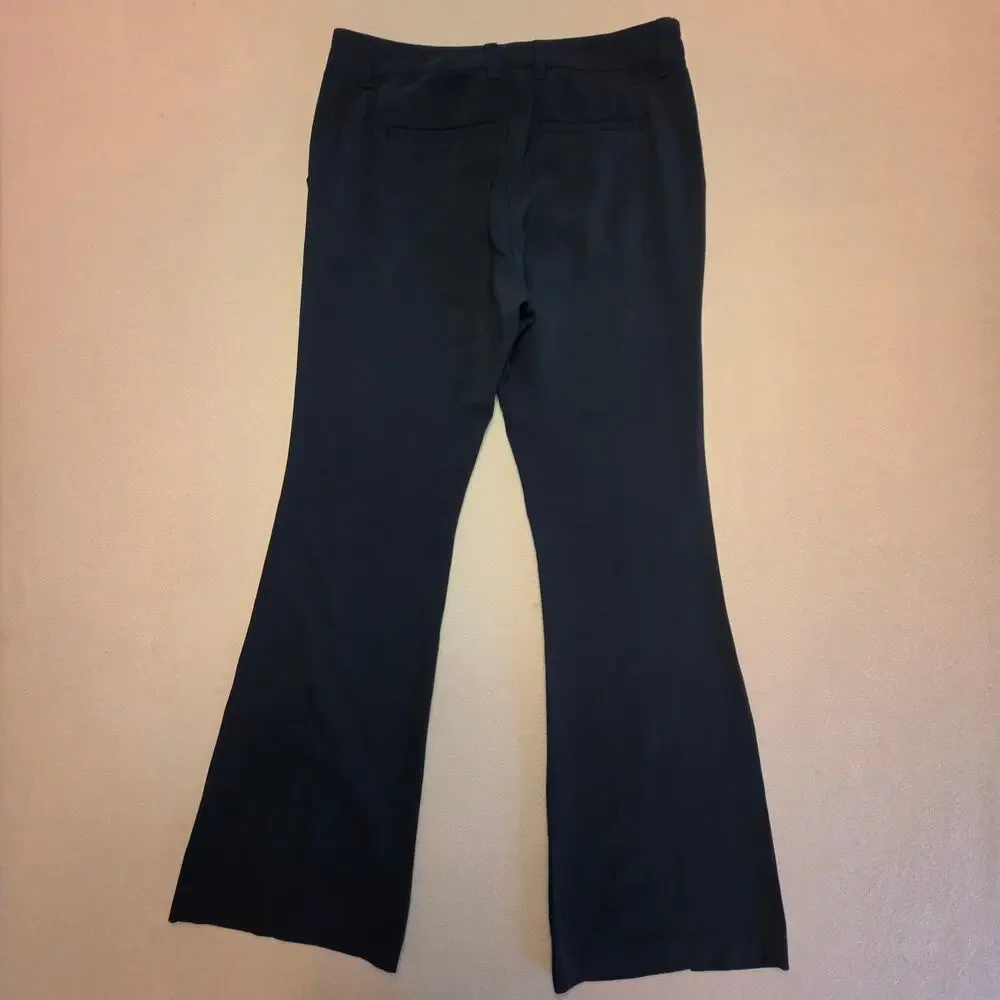 ALC A.L.C. Capen Split Hem Flare Leg Pants Black Sz 4 Italian Crepe 2PANT00096